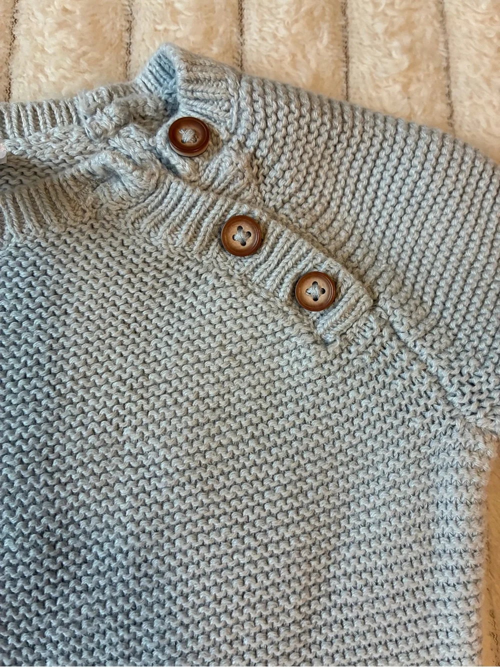 Primary Heathered Blue Henley Romper 6-12M | Soft One-Piece Outfit nwot